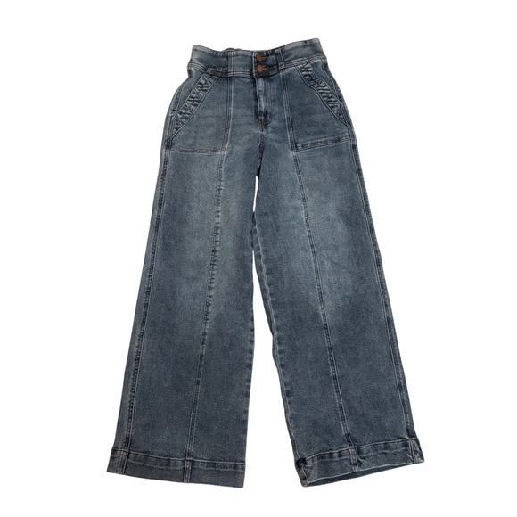 Farmers Market Wide Leg Cropped Jeans Womens Size 4 High Rise Button Fly - Picture 2 of 7